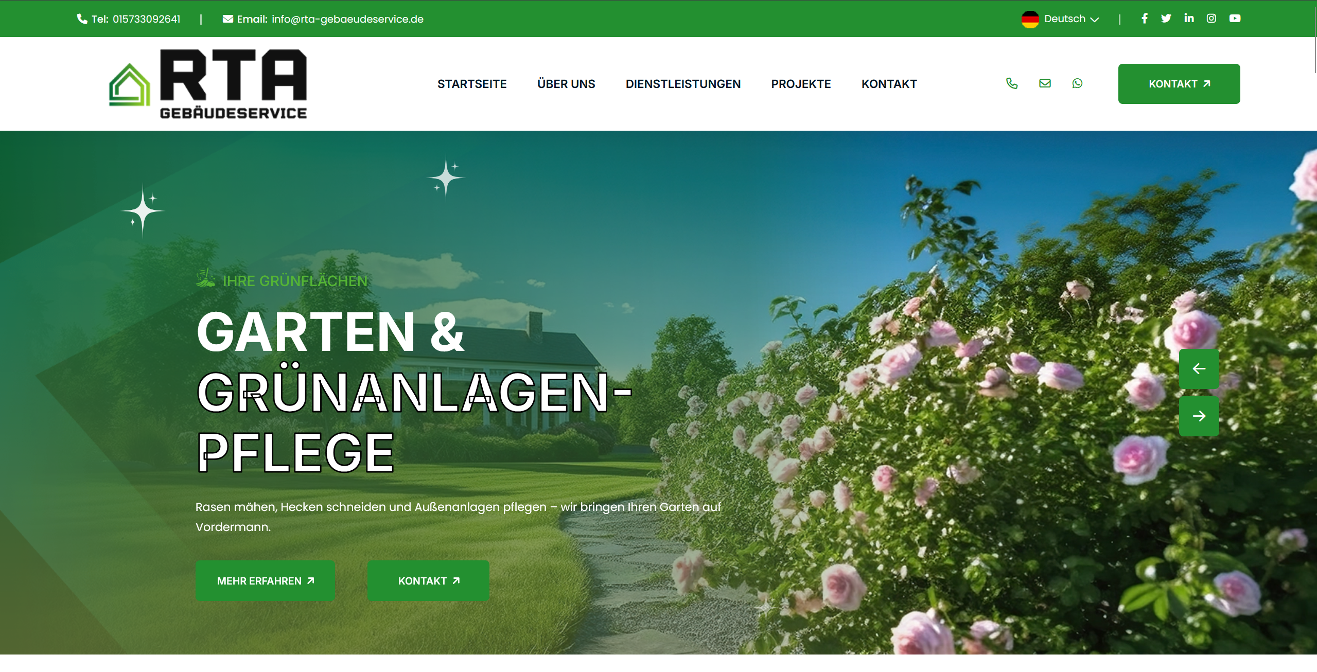 Referenz RTA Gebäudeservice Webseite